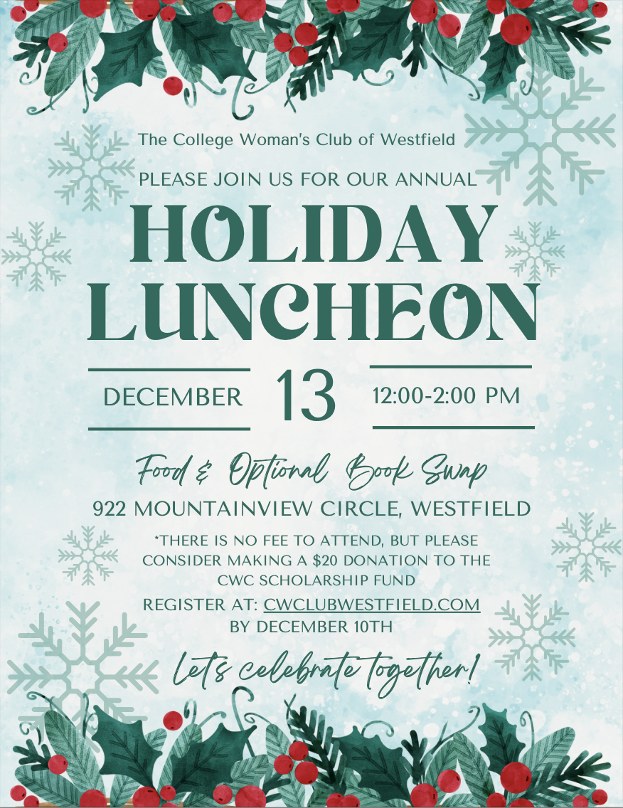 Join Us For Our Holiday Luncheon on December 13th!